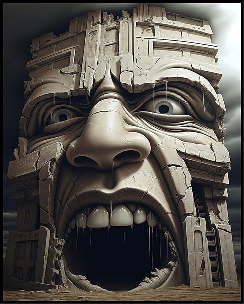 Posterizer 1 pcs-sci-fi screaming building-Abstract & Modern Art-Fantasy & Fiction Art-Gift for Art Lovers-Decor for Home & Office- UNFRAMED Wall ...