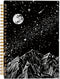 Mountains Moon Celestial Starry Night Notebook, Boho Notebook, Dark Aesthetic Journal, Aesthetic Notebooks for School, Black and White Spiral Note...