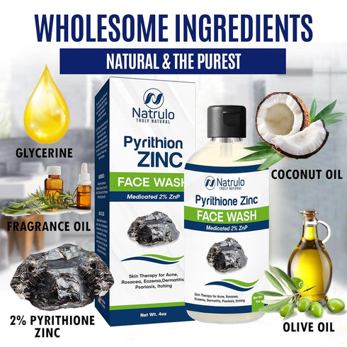 Pyrithione Zinc Face Wash | 2% ZnP Zinc Soap Skin Therapy Body Cleanser for Acne, Rosacea, Eczema, Dermatitis, Psoriasis, Itching | Cleansing, Cal...