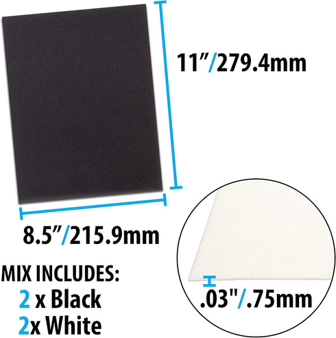 The Beadsmith Beading Foundation – 8.5 x 11 inches – 4 sheets of Assorted Black & White Fabric – Made in the USA – Stiff & durable material used f...