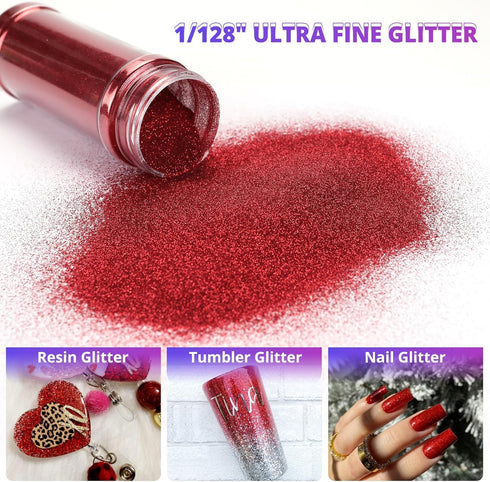 HTVRONT Red Glitter Fine Glitter - 200g/7oz Extra Fine Glitter for Crafts, Portable Ultra Fine Glitter for Resin & Nails & Tumblers & Ornaments & ...