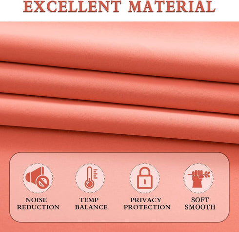 DONREN Coral Blackout Curtain Panels with Rod Pocket - Room Darkening Thermal Insulated Curtains for Bedroom (52 W x 63 L Inch,2 Panels)...