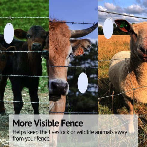 Electric Fence Alert Markers, High Visibility Reflector Stop Wildlife Crashing Farm Fencing with Strong Metal Clips Don’t Slide or Fall Off Stay o...