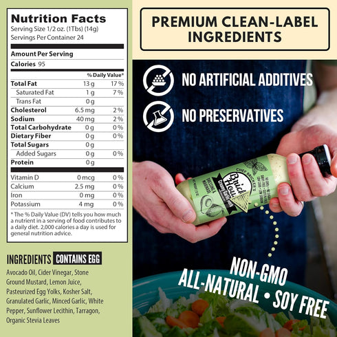 Creamy Garlic Herb Vinaigrette Dressing, Keto-Friendly Creamy Garlic Salad Dressing, Non-GMO & Low Sodium Salad Dressing by Brick House, 12 Oz...