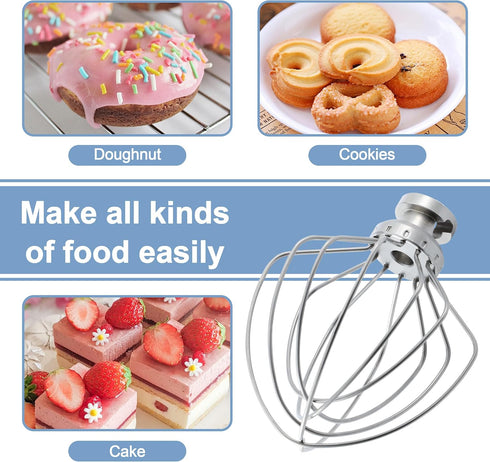 Stainless steel Wire Whip Attachment for KitchenAid Tilt-Head Stand Mixer Accessory K45SS Replacement, Egg Cream Stirrer, Cakes Mayonnaise Whisk, ...
