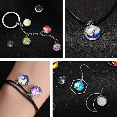 Hicarer 200 Pieces 12 mm Stainless Steel Round Blank Bezel Set, Including 100 Pendant Trays 100 Glass Cabochon Trays Pendant Blanks for Jewelry Ma...