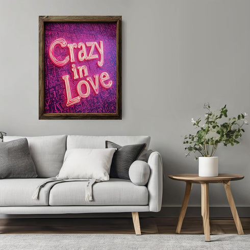 Posterizer 1 pcs-crazy in love-neon art-Valentine's inspired poster-Romantic Art-Holiday Poster Collection-Gift for Couples boyfriend girlfriend H...