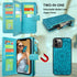 Harryshell Compatible with iPhone 12 Pro Max Case Wallet Detachable Magnetic Zipper Leather Cash Pocket 12 Card Slots Holder Wrist Strap Designed ...
