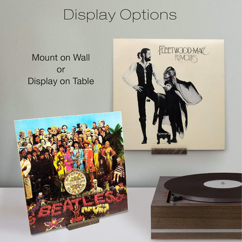 EXCELLO GLOBAL PRODUCTS Small Wood Record Holder Shelf: Wall Mounted Organizer Shabby Chic Rustic Display Shelves Floating Wooden Storage Rack Sho...