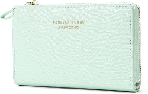 JIUFENG Women Zipper Wallet RFID Blocking Multi Purpose Coin Pouches Credit Card Holder Short Purses...
