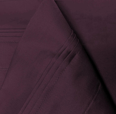 100% Egyptian Cotton 650 Thread Count, King 2-Piece Pillowcase Set, Single Ply, Solid, Plum...