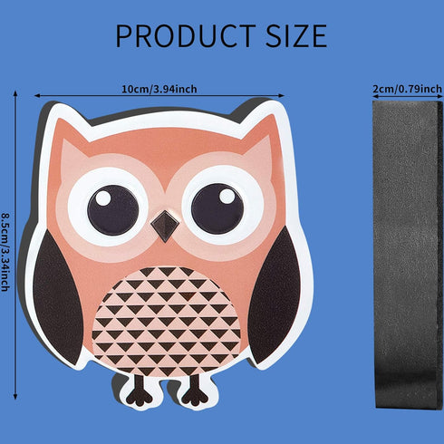 4 Pieces Cute Owl Erasers Magnetic Owl Whiteboard Eraser Animal Shaped Dry Erase Chalkboard Erasers with Felt for Classroom Office Home (Random Co...
