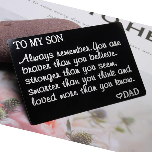 To My Son wallet Insert Cards Inspirational Graduation Birthday Gifts Engraved Always Remember You are Brave Insert Cards from Dad...