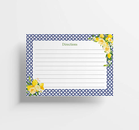 Recipe Cards, 4x6 Inches, 50 Fill-in-the-Blank Cards for Recipe Box (Mediterranean Lemon)...