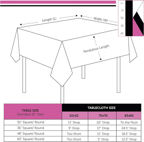 Kadut Blue Square Tablecloth 52 x 52 Inch - Heavy Duty, Washable, Wrinkle-Resistant Table Cover for Square or Round Tables, Parties, Weddings, Kit...
