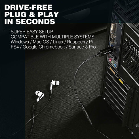 DUKABEL USB to 3.5mm Jack Audio Adapter, USB to Aux Cable with TRRS 4-Pole Mic-Supported USB to Headphone AUX Adapter Built-in Chip External Sound...