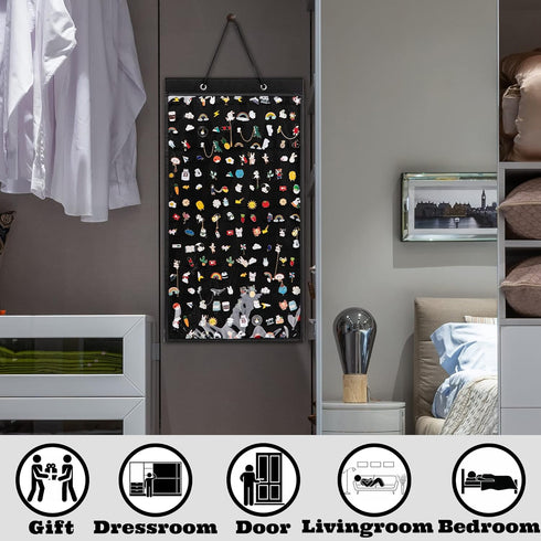 Hanging Brooch Pin Organizer, Dust-proof Enamel Brooch Pin Display, Brooch Collection Storage Organizer, Hold Up to 170 Brooch Pins (Black)...