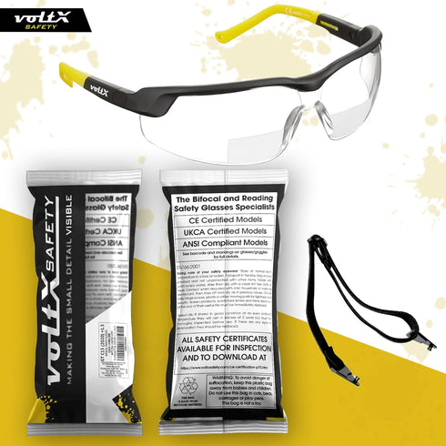 voltX GT ADJUSTABLE Bifocal Reading Safety Glasses (Clear Lens +1.5), ANSI Z87.1+ & CE EN166FT, Anti fog coated, UV400 Lens, Scratch resistant, Ti...