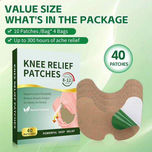 40PCS Knee Patches, Natural Knee Relief Patch, Warming Herbal Patches for Knee Ache, Long Lasting Reduction of Joint Uncomfortable...