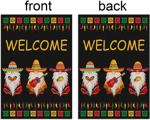 Cinco De Mayo Gnome Garden Flag 12.5×18 Vertical Double Sized Mexican Holiday Celebration Yard Sign Mexican Fiesta Party Outdoor Yard Lawn Decorat...