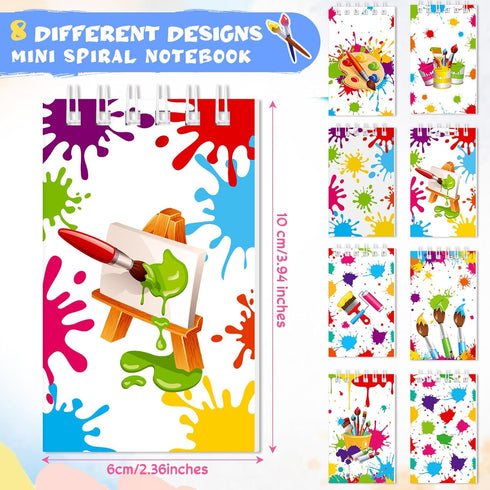 24 Pieces Art Painting Party Mini Notebooks Paint Art Party Favors Art Paint Spiral Notepads Art Theme Party Small Pocket Notepads for Kids Paint ...