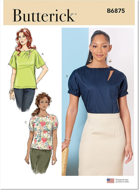 Butterick Misses' Asymmetrical Neckline Top Sewing Pattern Kit, Design Code B6875, Sizes 6-8-10-12-14...