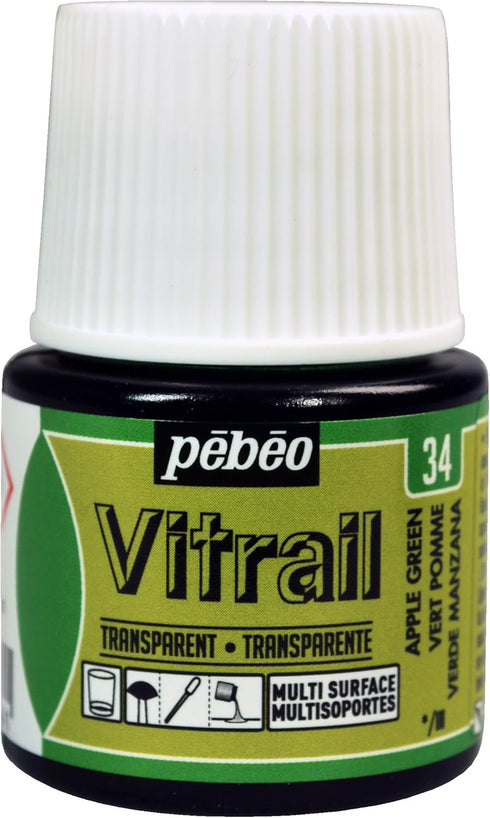 Pebeo Vitrail, Stained Glass Effect Paint, 45 ml Bottle - Apple Green, 1.52 Fl Oz (Pack of 1)...