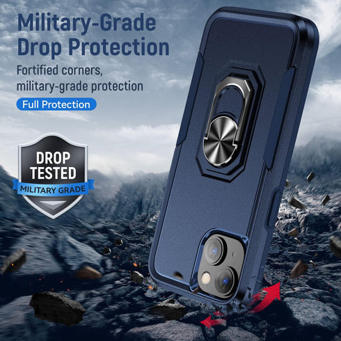 for iPhone 13 Mini Case for 13 Mini,with 360° Rotatable Ring Magnetic Ring Holder,Drop Resistant, Heavy Duty Shockproof Case,for 13 Mini Case, Blu...