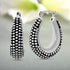 Oxidized Sterling Silver Beaded Texture Oval Black Hoop Earrings for Women...