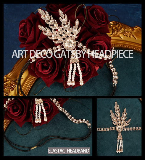 Cizoe Art Deco 1920s Flapper Great Gatsby Leaf Wedding Bridal Tiara Pearl Headpiece...