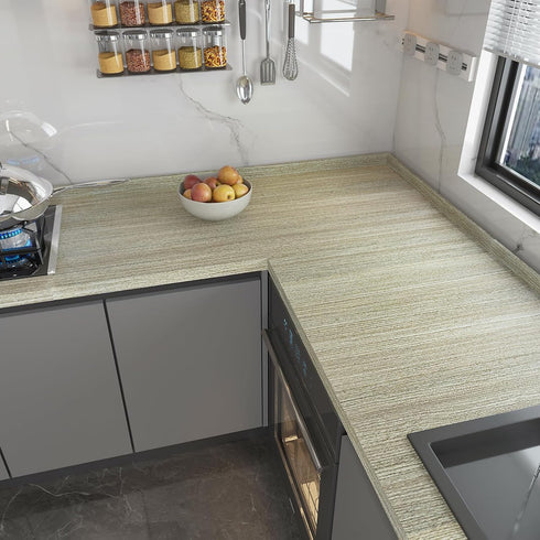 Gray Wood Wallpaper Peel and Stick Brown Wood Grain Contact Paper 16"×118", Oak Bamboo Texture Waterproof Adhesive Removable Matte Thick Rustic Vi...