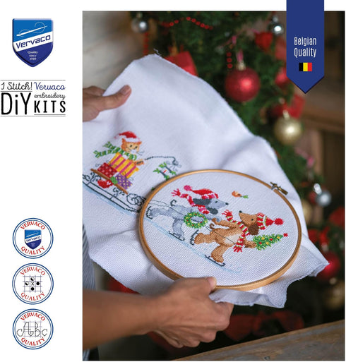 Vervaco Cross Stitch Embroidery Kits, Wall Decoration, Pre-Printed Embroidery Set, Christmas Design Embroidery Picture, 100% Cotton, Embroidery te...