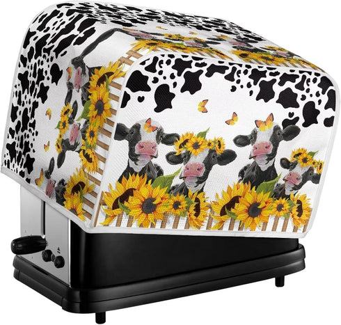 UNICEU Sunflower Farm Cow Animal 2 Slice Quilted Toasters Cover Dust-prood Toasters Cover Bread Maker Cover Kitchen Small Appliance Dust Cover...