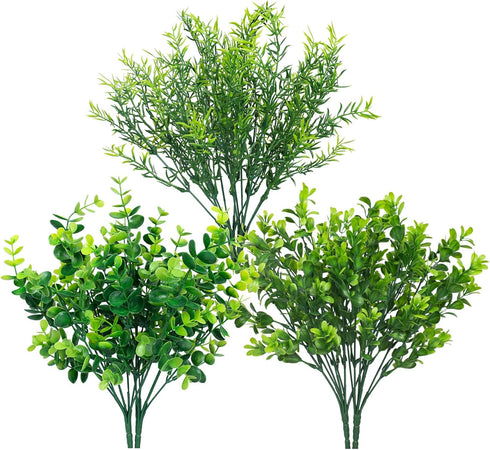 Ouddy Decor 6 Bundles Artificial Greenery Stems Mixed Fake Plastic Plants Eucalyptus Rosemary Faux Magnolia for Outdoor Indoor Garden Home Window ...
