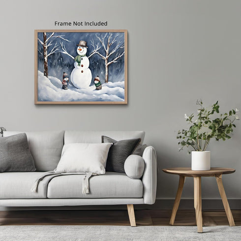 Posterizer 1 pcs-cute snowman in snowy wintery nature 1-Landscape & Nature Art-GIft for Men Women Teens-Living Room Bedroom Decor- unframed wall a...