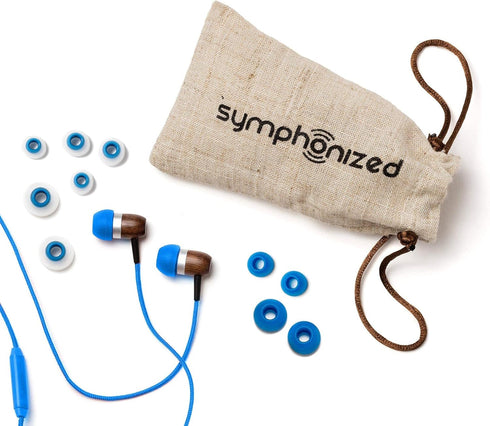 Symphonized GLXY Premium Genuine Wood in-Ear Noise-isolating Headphones with Mic and Nylon Cable (Blue)...