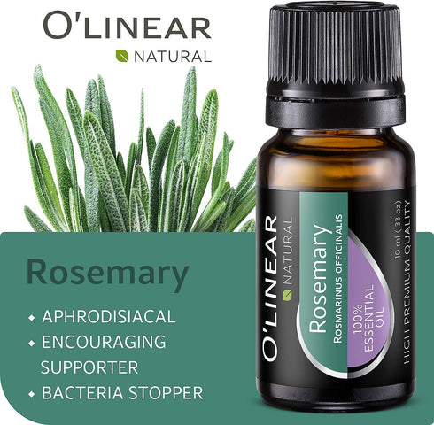 O'linear Rosemary Essential Oil 10 ml - Pure Rosemary Oil for Diffuser for Home Aromatherapy - 0.33 Fl Oz Therapeutic Grade Natural Rosemary Oil f...