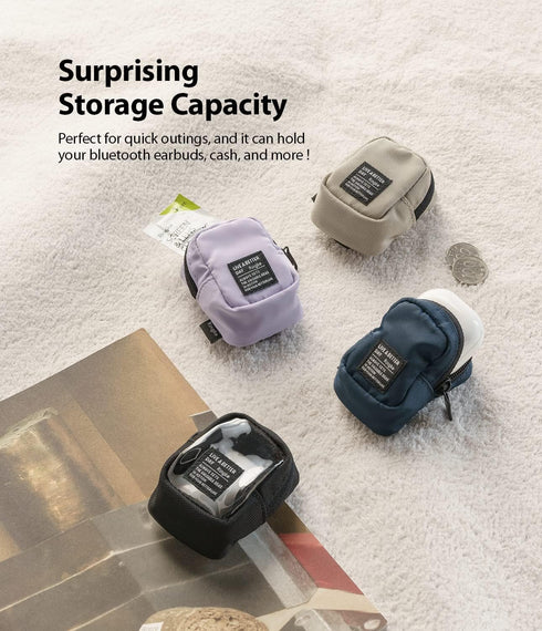Ringke Mini Pouch Block, Mini Bag for Universal Wireless Ear Buds, Durable Waterproof Keychain Accessories Small Pouch Bags Compatible with AirPod...