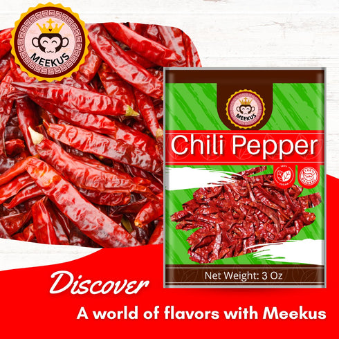 Meekus Whole Dried Sichuan Chili Pepper, Whole Red Chili, Mild, Used in Mexican, Chinese, Thai Dishes, Premium Szechuan Dried Red Chilies for Chil...
