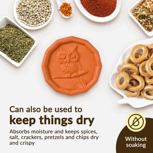 Terra Cotta Brown Sugar Saver | Owl Design | Food-Safe Softener for Cookies, Marshmallows, Dried Fruits & More | Reusable Moisture Keeper by JBK P...