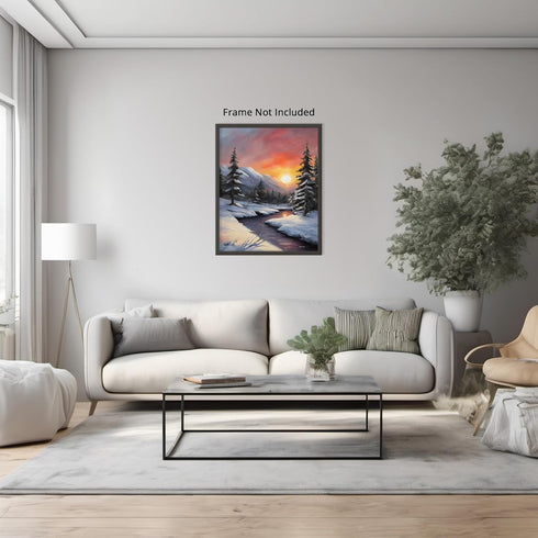 Posterizer 1 pcs-beautiful scenary of snowy winter in oil painting style-4-Landscape & Nature Art-GIft for Men Women Teens-Dining Room Decor- unfr...