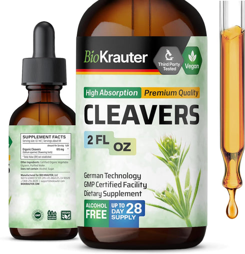 Cleavers Leaf Tincture - Organic Cleavers Herb Liquid Extract - Natural Body Detox - Alcohol and Sugar Free - Vegan Drops 2 Fl.Oz....