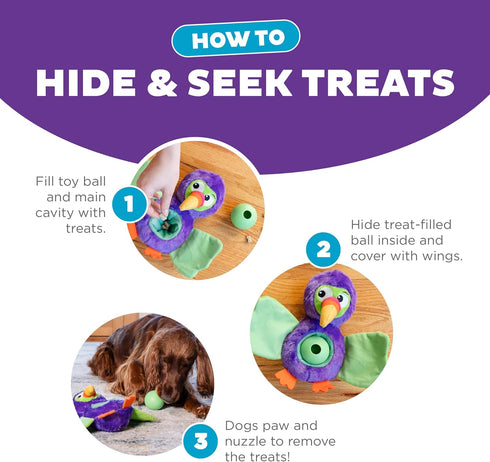 Outward Hound Nina Ottosson Hide-Ablez Interactive Plush Dog Puzzle with Treat Ball Dog Enrichment Toys, Plush, Toucan, Multicolored...