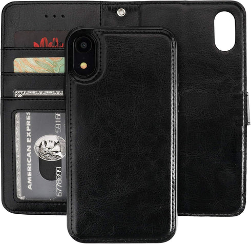 Bocasal for iPhone Xr Wallet Case with Card Holder PU Leather Magnetic Detachable Kickstand Shockproof Wrist Strap Removable Flip Cover for iPhone...