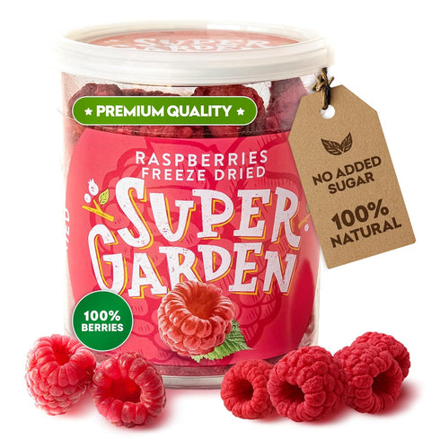 Super Garden Freeze Dried Raspberries | Crunchy Whole Berries | Freeze Dried Berries for Snacking, Topping, or Baking | Delicious Freeze Dried Fru...