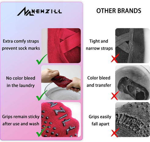 NEWZILL 2024 Non Slip Yoga Socks for Women, Grips Socks with Cushion for Pilates Barre Ballet Dance Hospital (3 Pairs)...