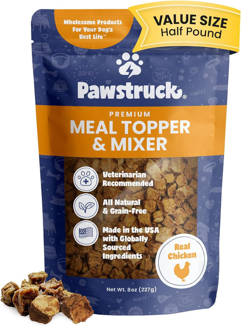 Pawstruck Vet Recommended Air Dried Dog Food Toppers for Picky Eaters - Made in USA with Real Chicken - Premium All Natural Meal Mix-in Kibble Sea...