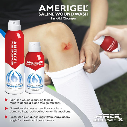 AMERIGEL - Saline Wound Wash - First Aid Cleansing Solution - Advanced Skin and Wound Care - 4 Fl. Oz....
