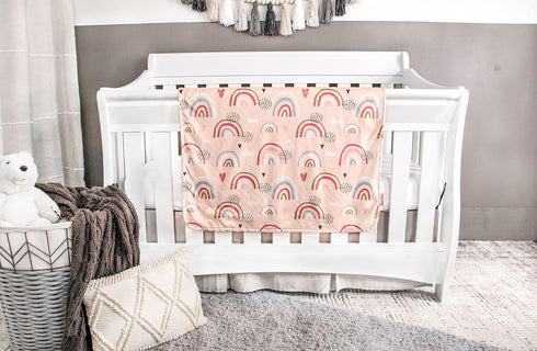 Top Tots Deluxe Minky Baby Blanket - Hearts and Rainbows, 40 x 29 Inch Pink...