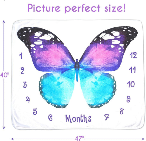 Evovee Baby Monthly Milestone Blanket Girl Boy Unisex Gender Neurtal Month Age Photo Photography Backdrop Newborn Props Nursery Decor Fleece Marke...